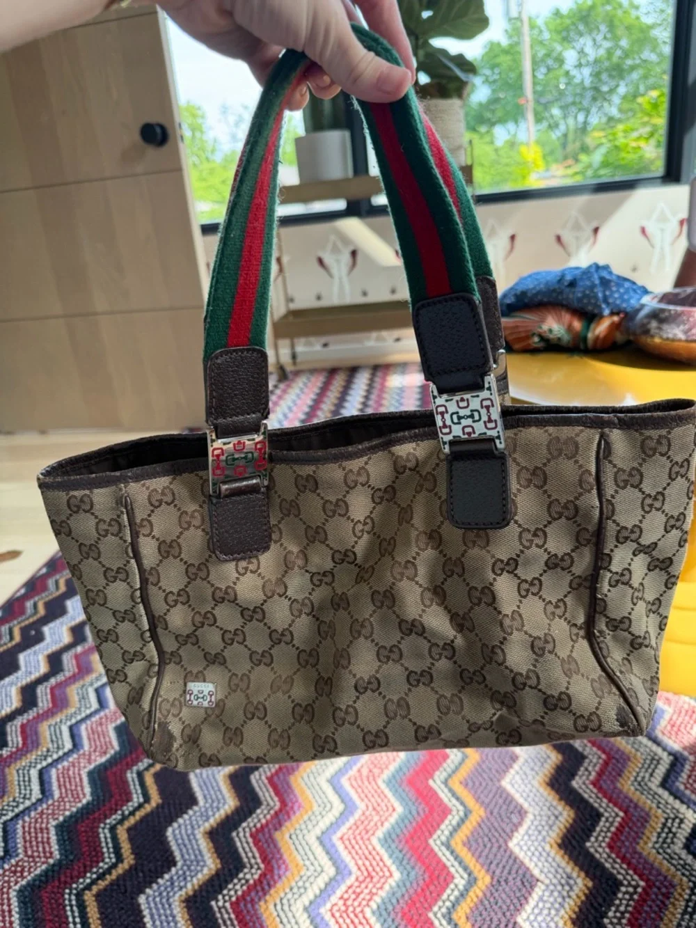 vintage Gucci GG canvas web stripe tote - Picture 2 of 10